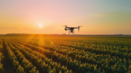 Fototapeta premium Aerial View of Smart Farming: IoT Technology in Agriculture
