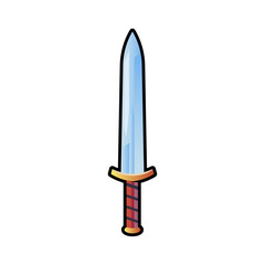 Simple cartoon game sword, sword icon vector illustration.