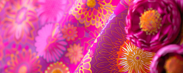 A vibrant patterned fuchsia paper backdrop, featuring bold designs and textures, ideal for lively and eye-catching projects.