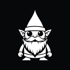 gnome vector art illustration silhouette logo design black and white 