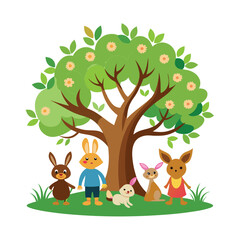 Different types of trees illustration