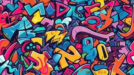 A dynamic array of colorful graffiti fills the surface, showcasing various artistic styles and bold designs that reflect urban culture
