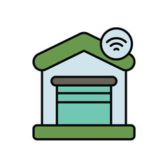 garage color line icon with white background vector stock illustration