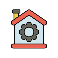 smart automation color line icon with white background vector stock illustration