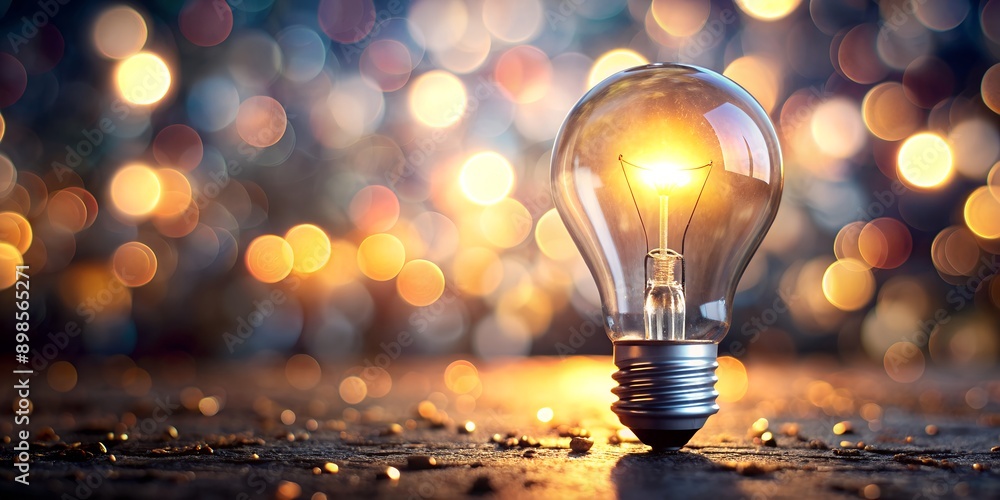 Aufkleber glowing lightbulb in a defocused background generative by ai