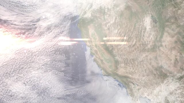 Earth zoom in from space and focus on Los Altos, California, USA. Background for travel intro or blog. Satellite view. 3D style Animation. Images from NASA.