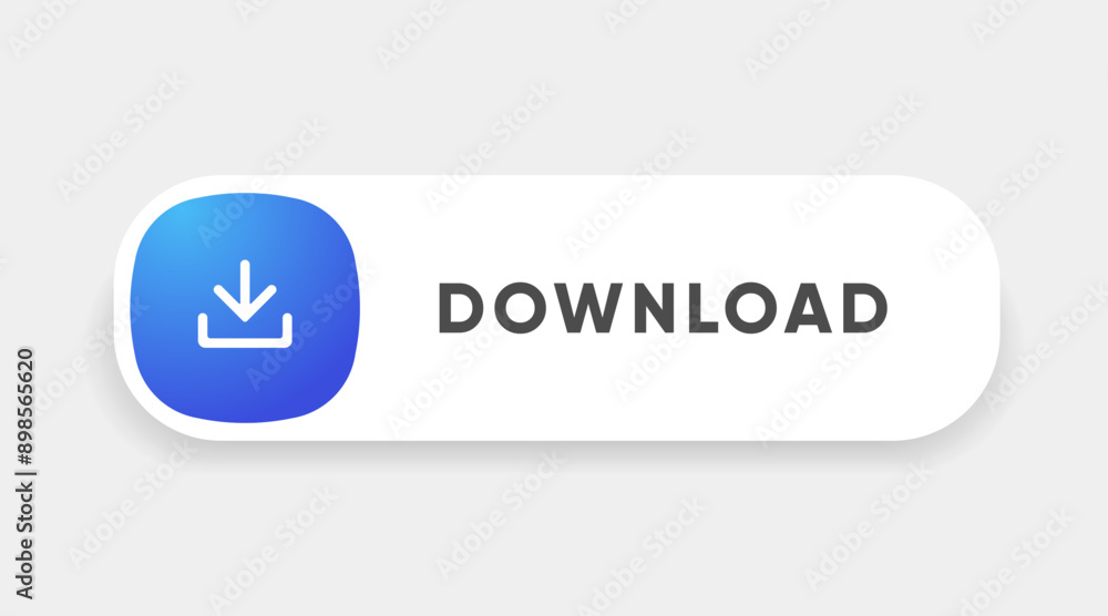 Poster 3D download button icon. Upload icon. Down arrow bottom side symbol. Click here button. Save cloud icon push button for UI UX, website, mobile application.