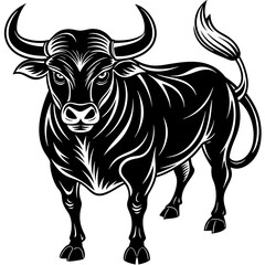 black and white bull 