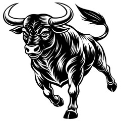 Fototapeta premium black and white bull 