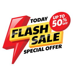 Flash Sale badge, sticker template in transparent background