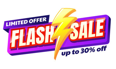 Flash Sale badge, sticker template in transparent background
