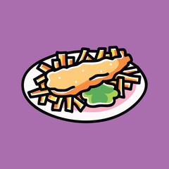 Fried Fish Vector Cartoon Illustration. Food Icon Concept Isolated Premium Vector. Flat Cartoon Concept. Doodle Cartoon Illustration Style. Suitable for Any Project