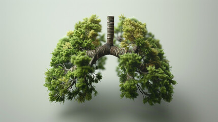 Artistic depiction of a tree shaped like lungs, symbolizing the environmental importance of trees.