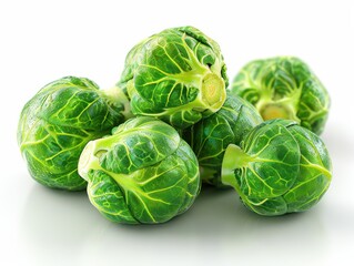 Vivid Hyper-Realistic 8K Image of Brussels Sprouts on Transparent Background