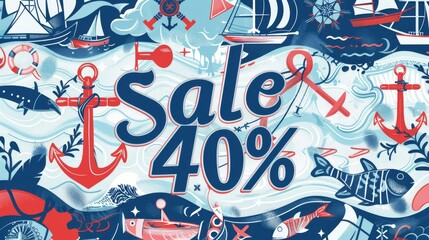 A colorful nautical themed sale banner with a 40% off discount.