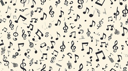 A lively pattern adorned with numerous musical notes and symbols, ideal for artistic inspiration and creative applications