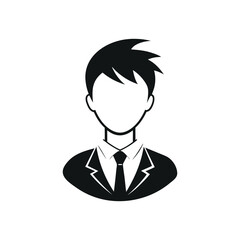 Vector silhouettes of men and a women profile, a standing business people, black color isolated on white background