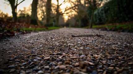 Captivating Low Angle Shot of Gravel Path with Rough Textures in Vibrant Hues