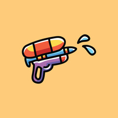 Water Gun Toys Vector Cartoon Illustration. Fun Icon Concept Isolated Premium Vector. Flat Cartoon Concept. Cute Doodle Cartoon Illustration Style. Suitable for Any Project