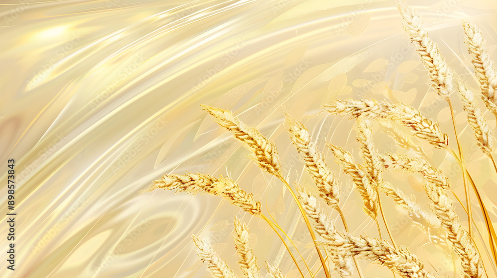 Poster golden grass swaying gently against a smooth, abstract background of warm tones, creating a serene a