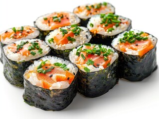 Culinary Delight - Hyper-realistic 8k Image of Sushi Rolls Isolated on Transparent Background