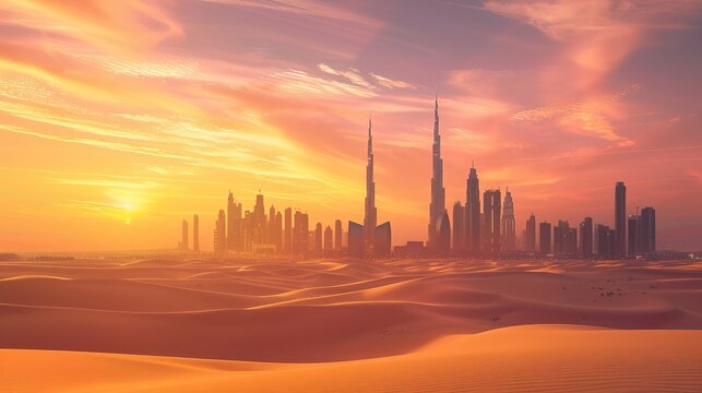 dubai skyline from the desert
