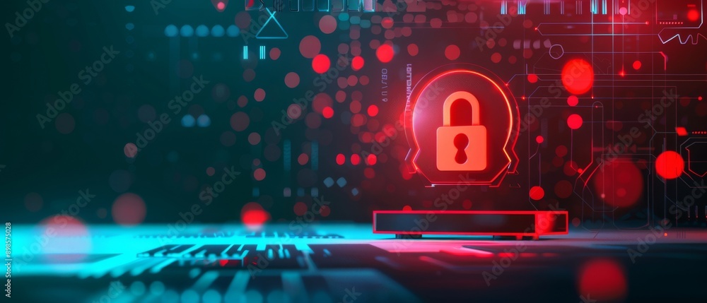 Aufkleber a glowing padlock icon on a computer screen, representing digital security.