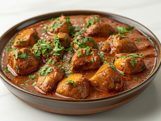 Savory Chicken Curry Close-up in Hyper-Realistic 8K Quality on Transparent Background