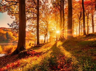 Fototapeta premium AUTUMN FOREST VIEW