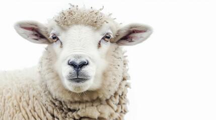 Fototapeta premium sheep portrait close up on white background