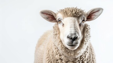 Fototapeta premium sheep portrait close up on white background