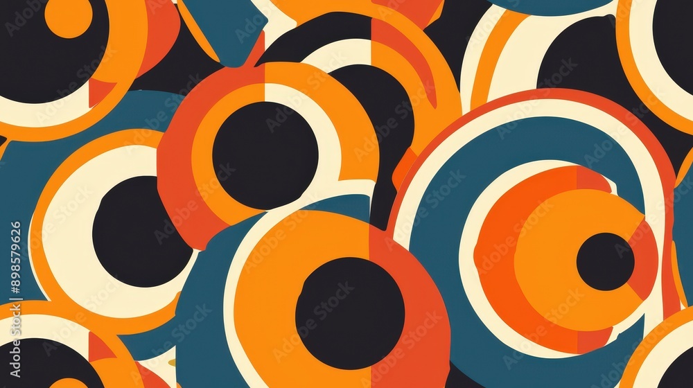 Poster a lively pattern showcases bright colors and funky shapes, creating an energetic retro design with d