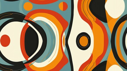 Bold retro pattern showcasing funky shapes and vibrant colors that create an eye-catching visual experience