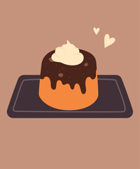 Illustration  with Caramel and  Chocolate at Jelly Cake