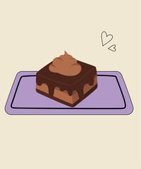 Illustration with Chocolate Biscuit Cake and Cream