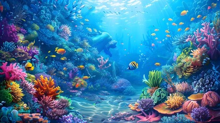 Obraz premium Captivating Underwater Oasis Vibrant Coral Reefs and Marine Life