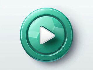 Digital Multimedia Concept with Green Play Button Icon on Transparent Background
