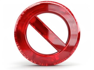 Red Prohibition Circle Icon on Transparent Background