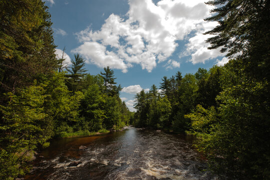 The Pike River, just above the chute at Dave's Falls, Marinette County, Wisconsin, looking downriver toward the Chute