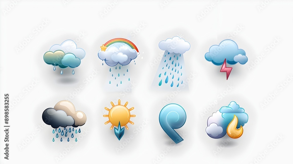 Poster Comprehensive Weather Condition Icons for Forecasting and Climate Visualization
