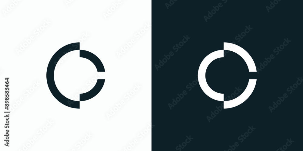 Poster vector logo design for the initials c in the shape of a broken circle in a modern, simple, clean and
