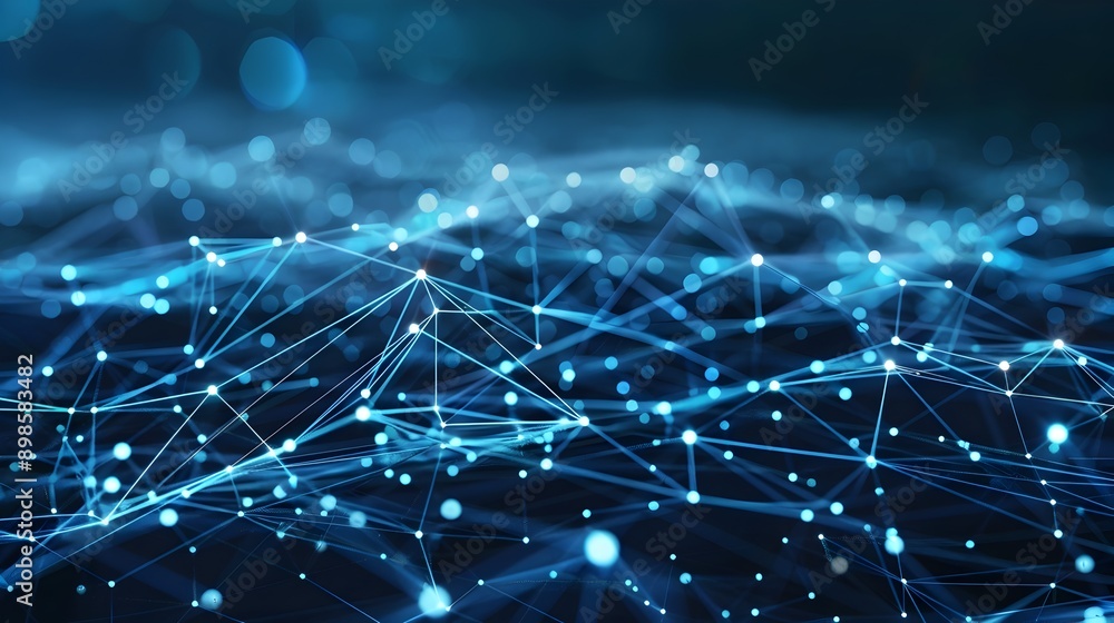 Poster cybersecurity mesh lines protecting business data concept
