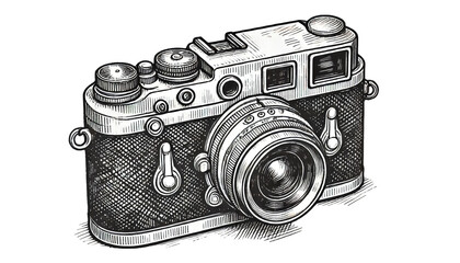 Hand-Drawn Camera Illustration on White Background