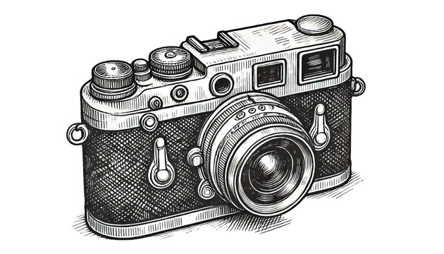 Hand-Drawn Camera Illustration on White Background
