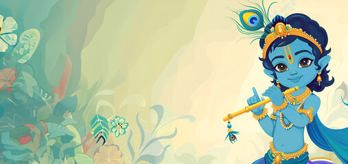 Little Krishna playing his flute, janmashtami