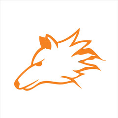 Orange wolf head flat logo design