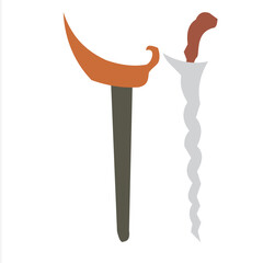 Illustration of a keris and its container, a typical Central Javanese keris