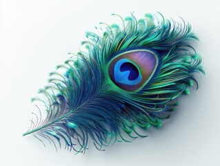 Obraz premium Vibrant Blue and Green Peacock Feather Isolated on Transparent Background for Designers and Artists.