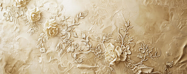 An elegant vintage backdrop with intricate lace patterns and soft sepia tones, ideal for a nostalgic and timeless feel.