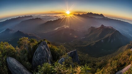 Fototapeta premium High angle shot photo of Kinabalu Mountain